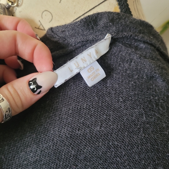 Lunya Cozy Cotton Silk Oversized Hooded Open Long Cardigan in Charcoal - Picture 7 of 13